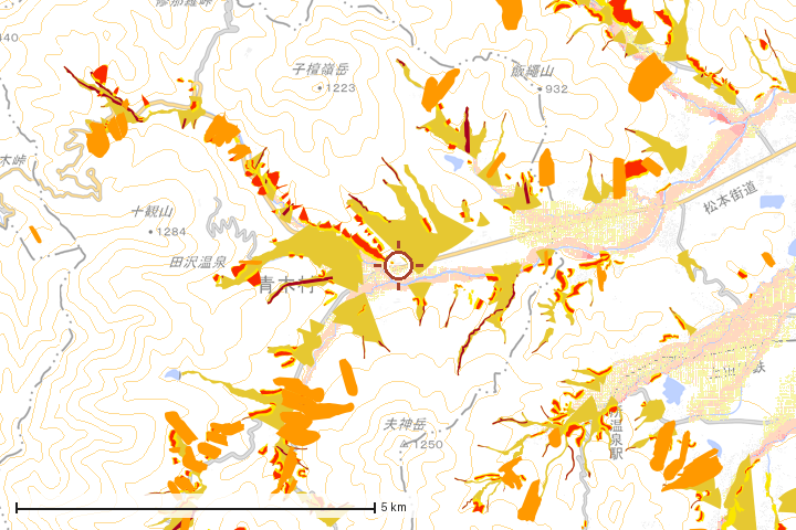 青木村周辺のハザード重ね図