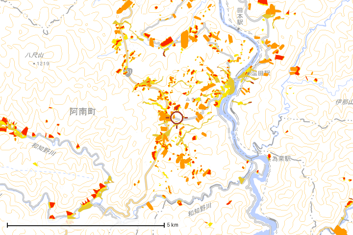阿南町周辺のハザード重ね図