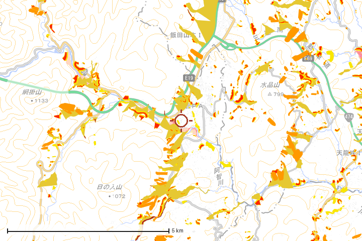 阿智村周辺のハザード重ね図