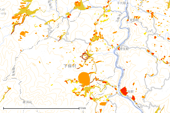 下條村周辺のハザード重ね図