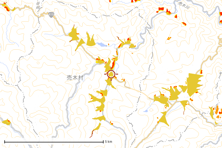 売木村周辺のハザード重ね図