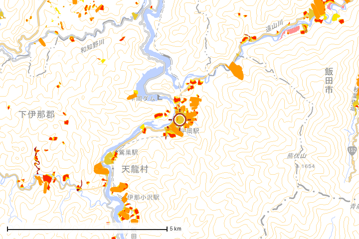 天龍村周辺のハザード重ね図
