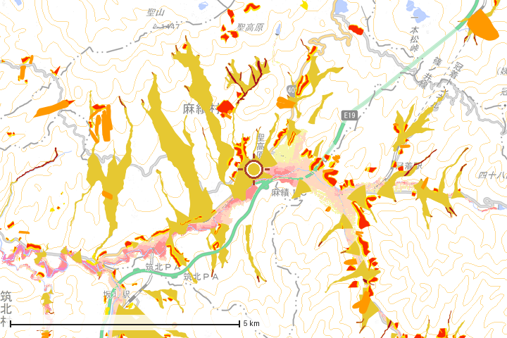 麻績村周辺のハザード重ね図