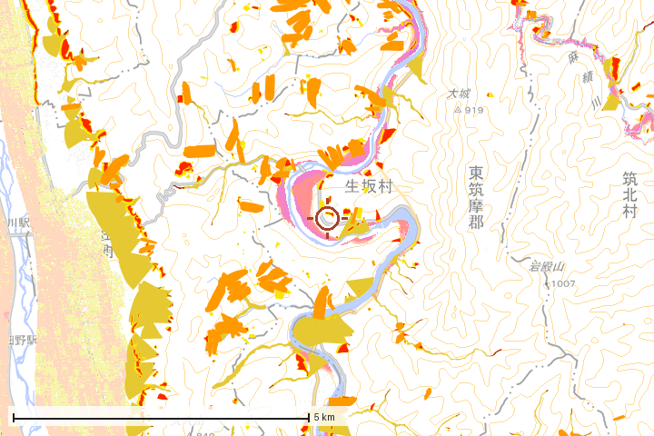生坂村周辺のハザード重ね図