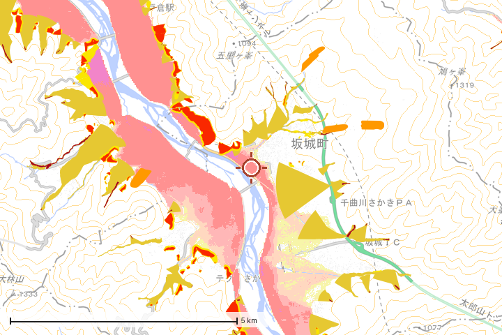坂城町周辺のハザード重ね図