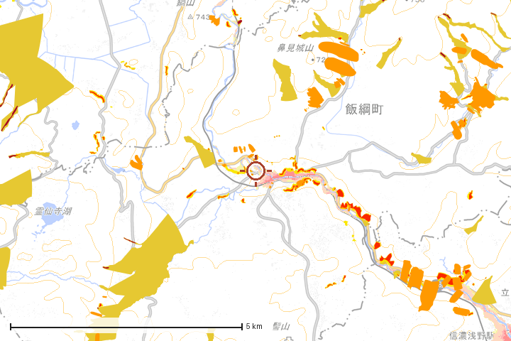飯綱町周辺のハザード重ね図