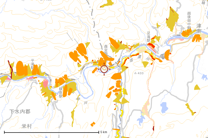栄村周辺のハザード重ね図