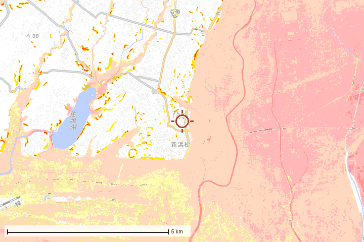 浜松市中央区周辺のハザード重ね図