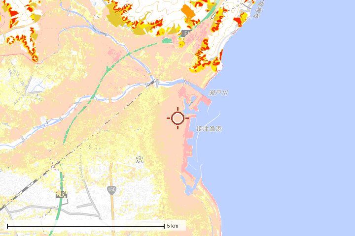 焼津市周辺のハザード重ね図