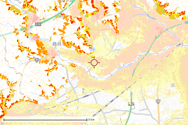 藤枝市周辺のハザード重ね図