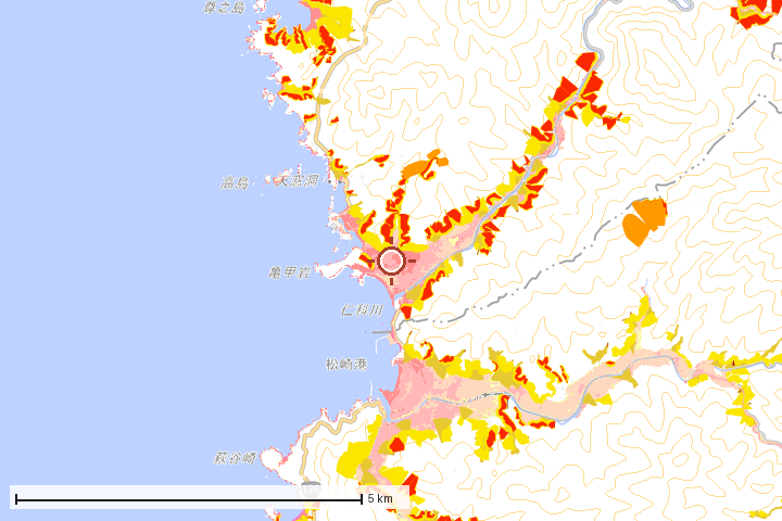 西伊豆町周辺のハザード重ね図