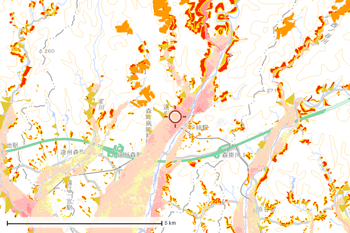 森町周辺のハザード重ね図