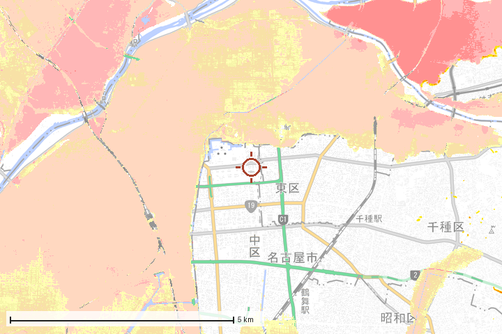 名古屋市周辺のハザード重ね図
