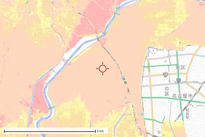 名古屋市中村区周辺のハザード重ね図