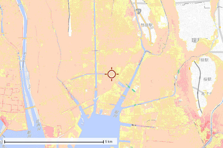名古屋市港区周辺のハザード重ね図