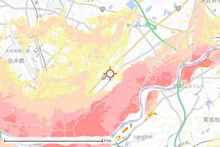 春日井市周辺のハザード重ね図