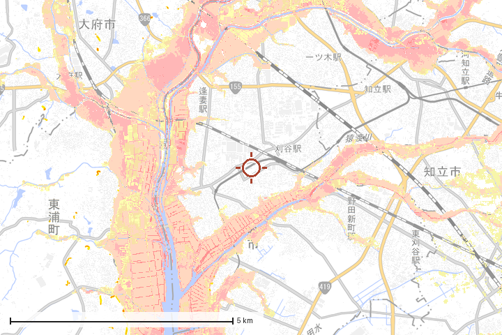 刈谷市周辺のハザード重ね図
