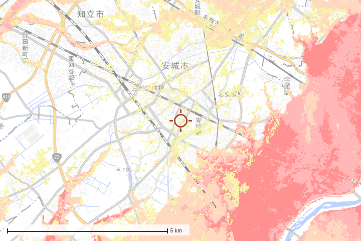 安城市周辺のハザード重ね図