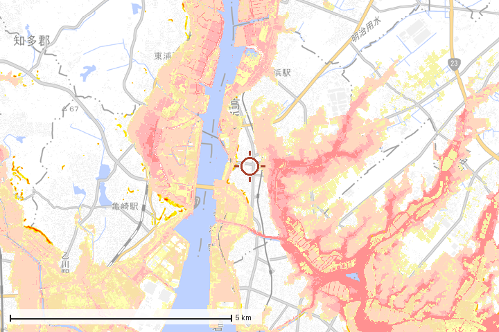 高浜市周辺のハザード重ね図