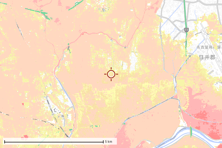 北名古屋市周辺のハザード重ね図