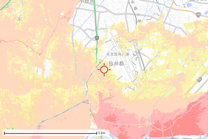 豊山町周辺のハザード重ね図