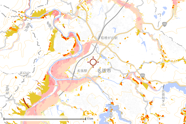 名張市周辺のハザード重ね図