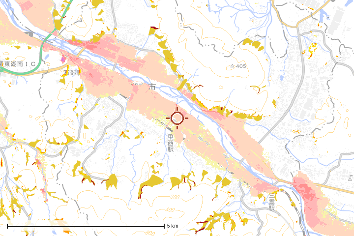 湖南市周辺のハザード重ね図