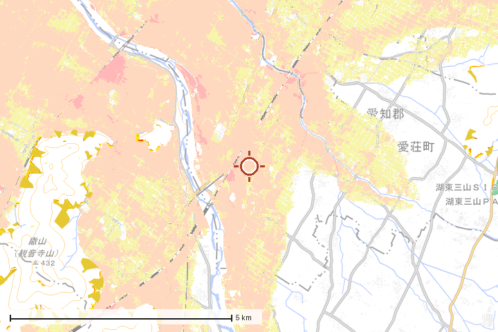 愛荘町周辺のハザード重ね図