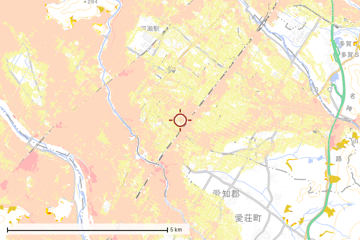 豊郷町周辺のハザード重ね図