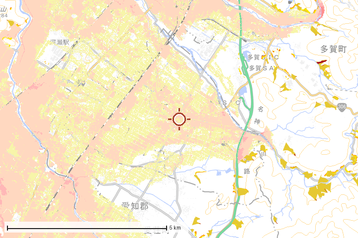 甲良町周辺のハザード重ね図