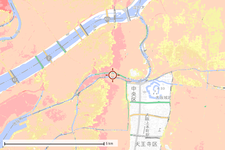大阪市周辺のハザード重ね図