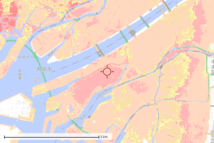 大阪市此花区周辺のハザード重ね図