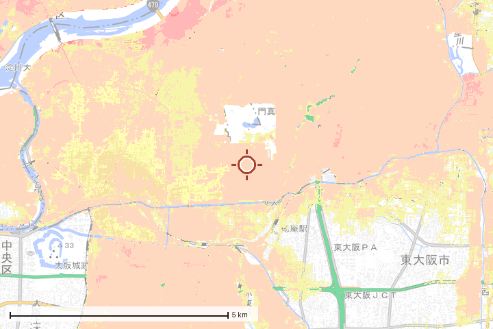 大阪市鶴見区周辺のハザード重ね図