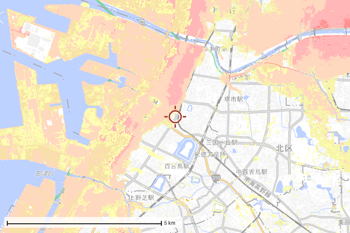 堺市周辺のハザード重ね図