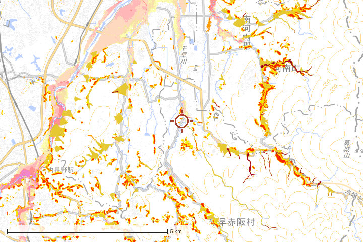 千早赤阪村周辺のハザード重ね図