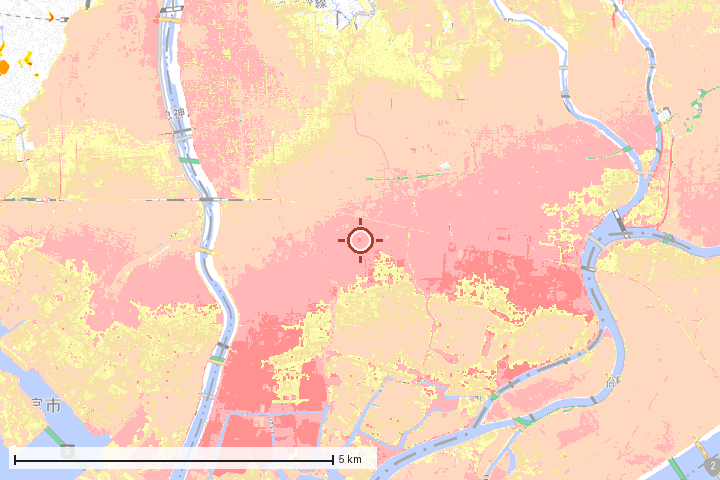 尼崎市周辺のハザード重ね図