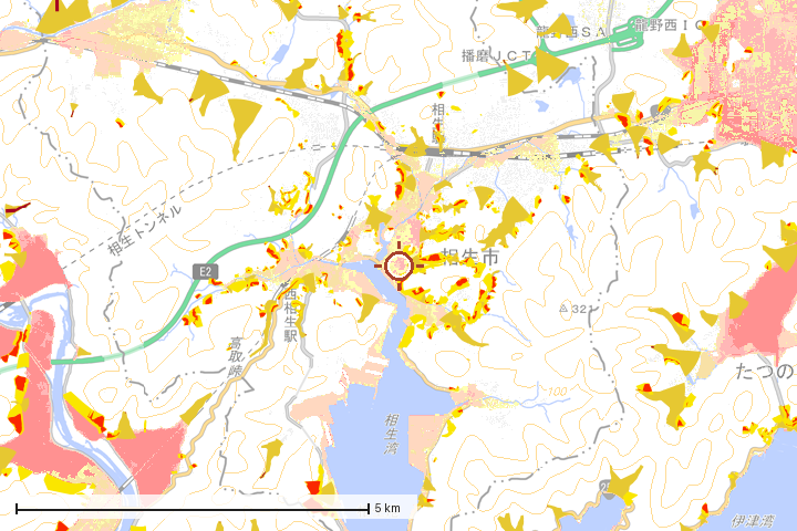 相生市周辺のハザード重ね図