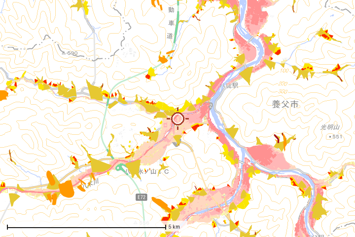 養父市周辺のハザード重ね図