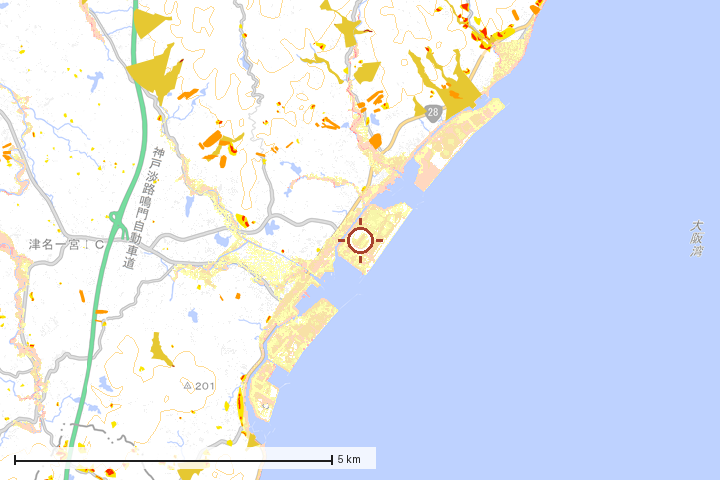 淡路市周辺のハザード重ね図