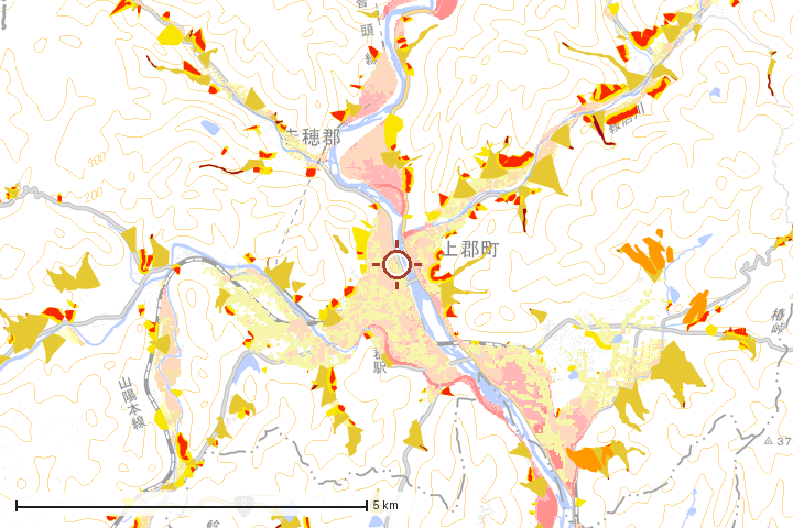 上郡町周辺のハザード重ね図