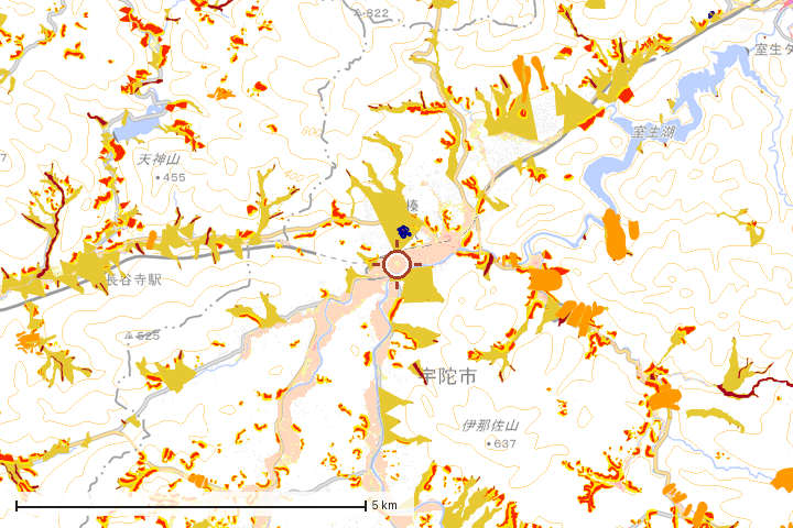 宇陀市周辺のハザード重ね図
