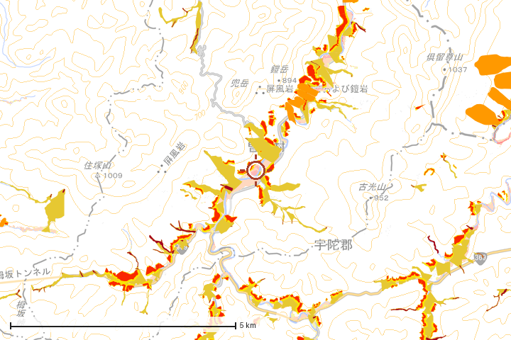 曽爾村周辺のハザード重ね図