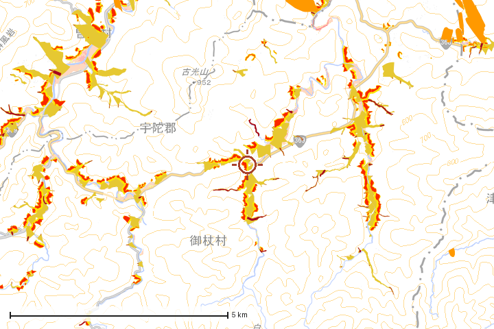 御杖村周辺のハザード重ね図