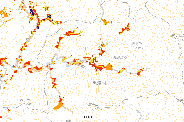 黒滝村周辺のハザード重ね図