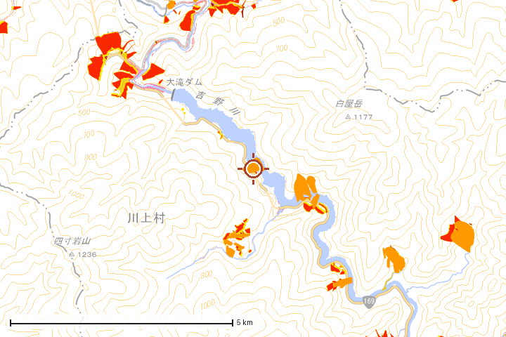 川上村周辺のハザード重ね図