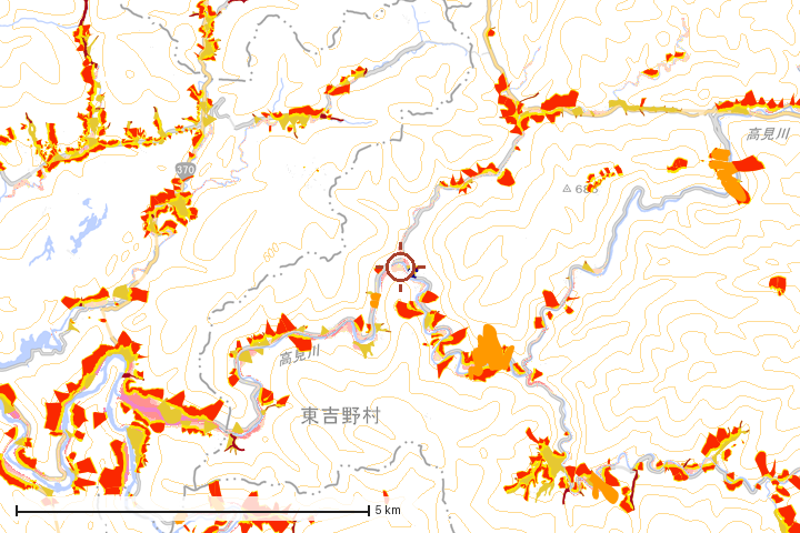 東吉野村周辺のハザード重ね図