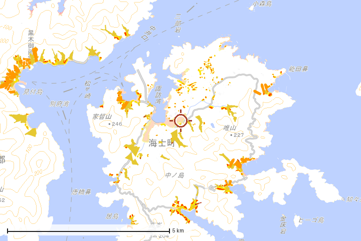 海士町周辺のハザード重ね図