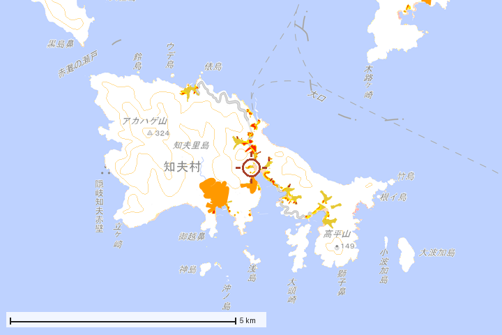 知夫村周辺のハザード重ね図