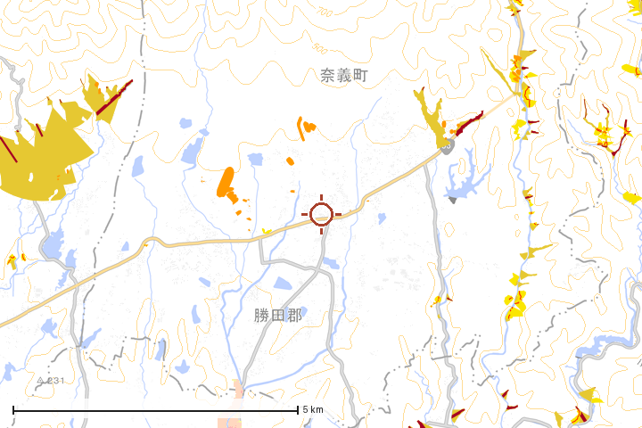 奈義町周辺のハザード重ね図