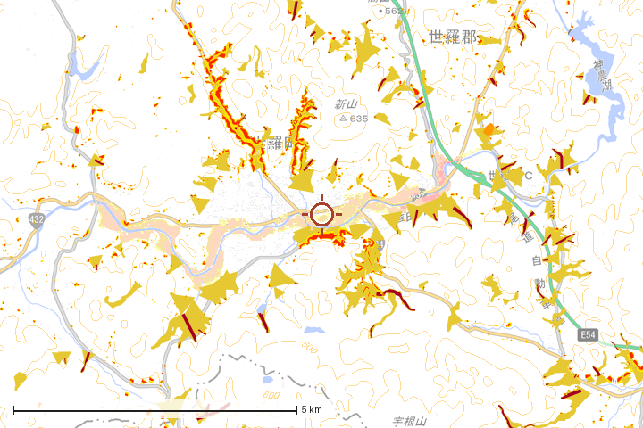 世羅町周辺のハザード重ね図